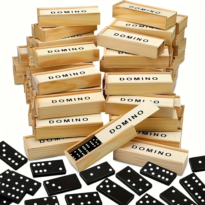 Board Game Monopoli - 28pcs/box Mini Wooden Dominoes Set, Miniature