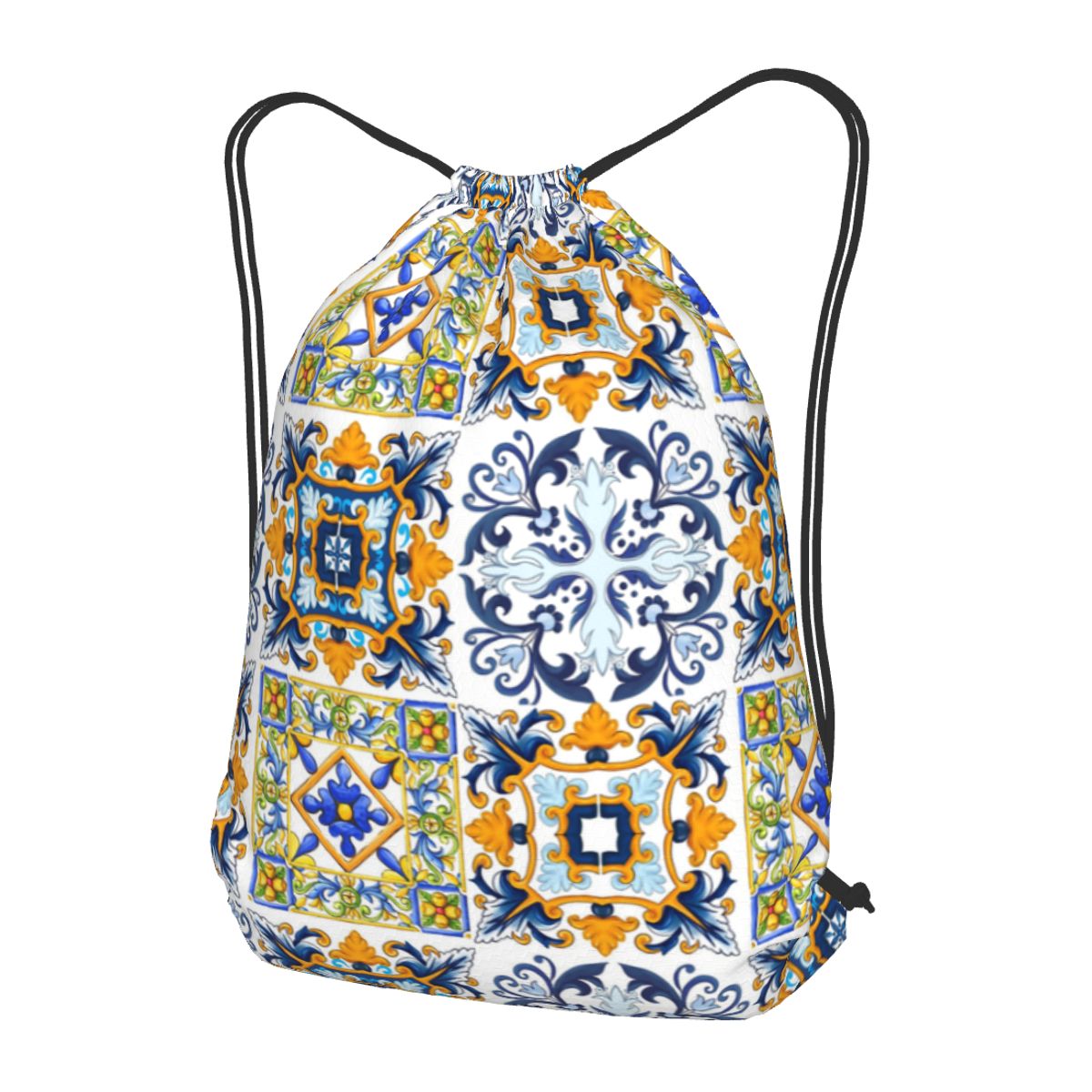 Tile Bag Drawstring - Copy Of Sicilian Tiles,mediterranean,mosaic,ornamental Backpacks Multi-function