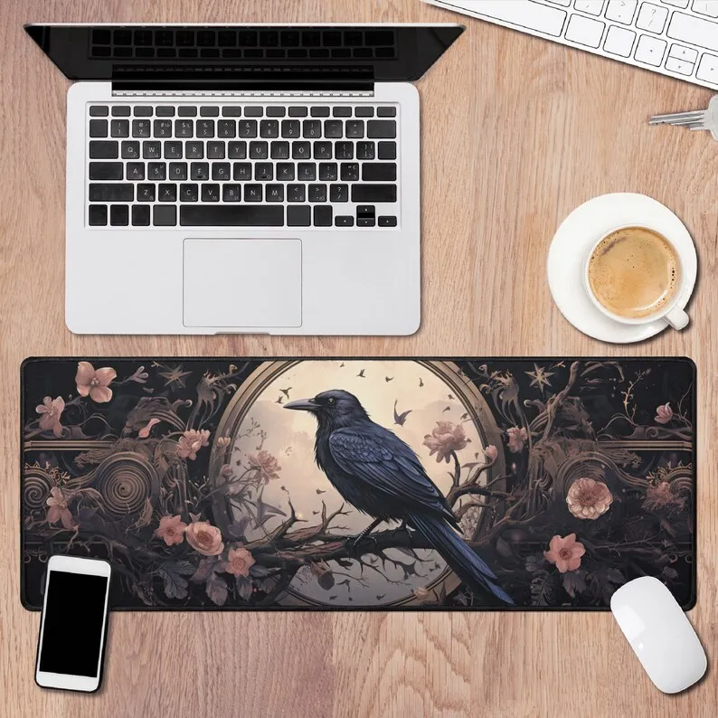 Board Game Zen - Dark Goth Raven Wildflowers Gothic Desk