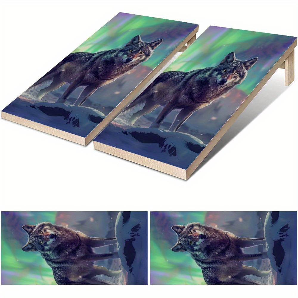 Board Game Film - Aurora Snow Wolf Waterproof Cornhole Board