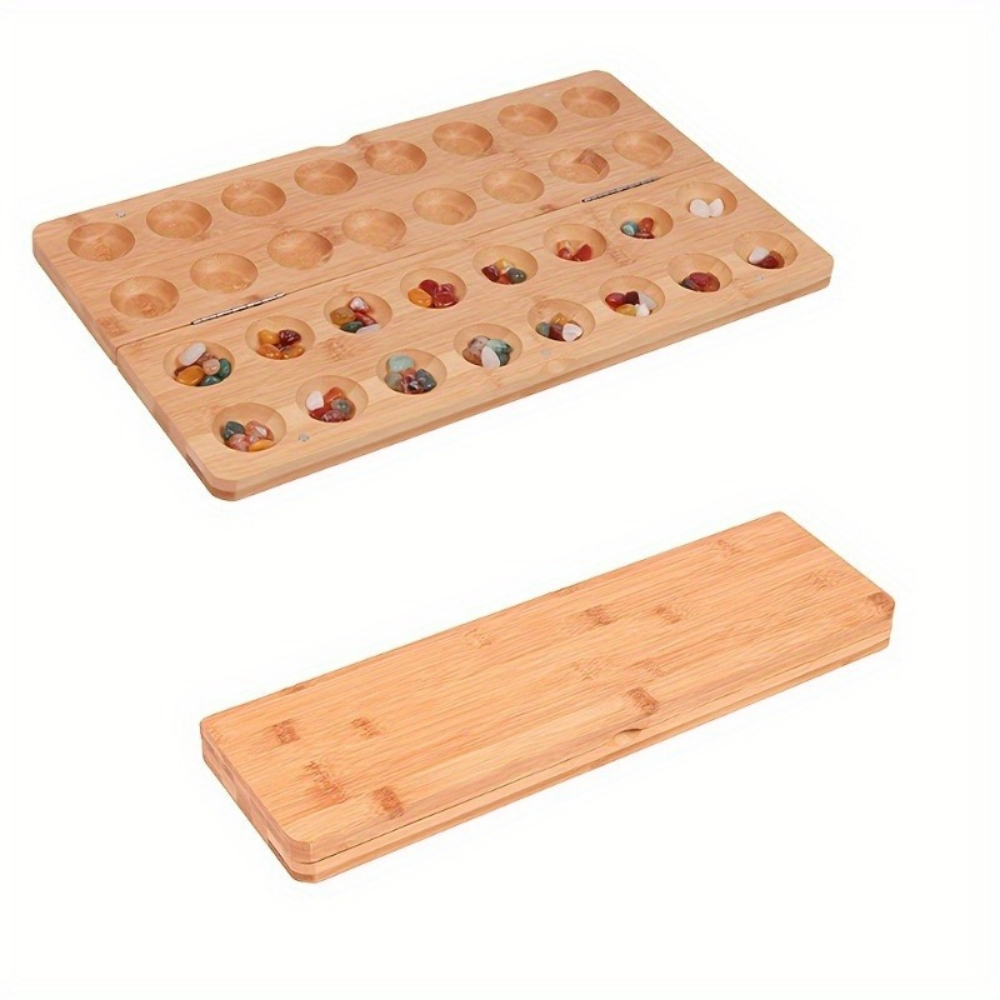 Chess Set Wooden - Portable Folding Wooden Mancala Board Game