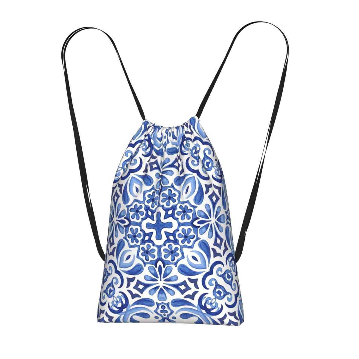 Tile Bag Drawstring - Mediterranean Mosaic Tiles Azulejos Drawstring Backpack