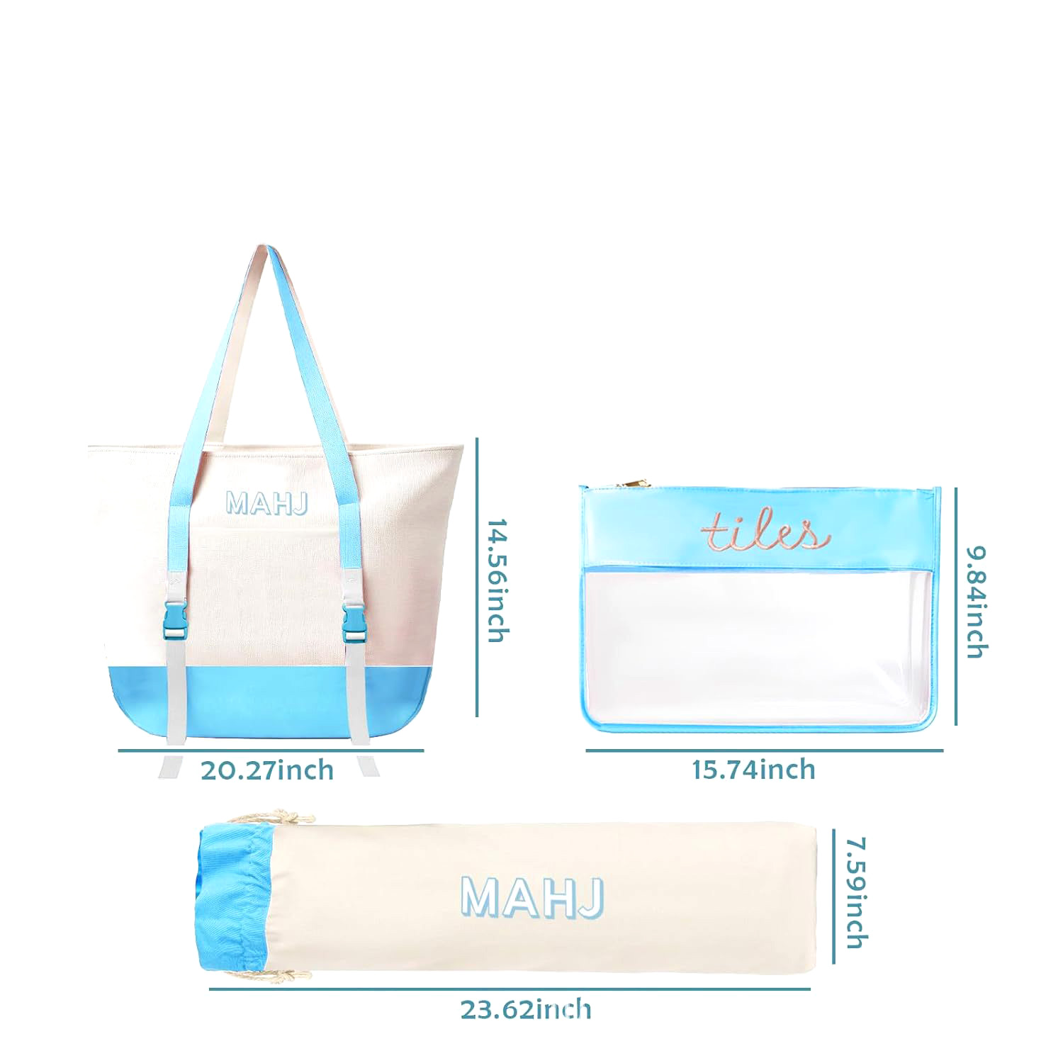 Tile Bag Drawstring - Canvas Tote Bag Set for Mahjong
