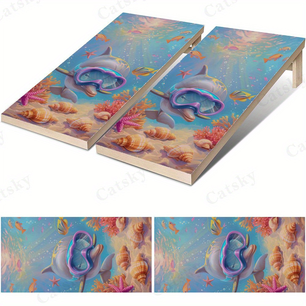 Board Game Film - Marine Cute Dolphin Waterproof Cornhole Board