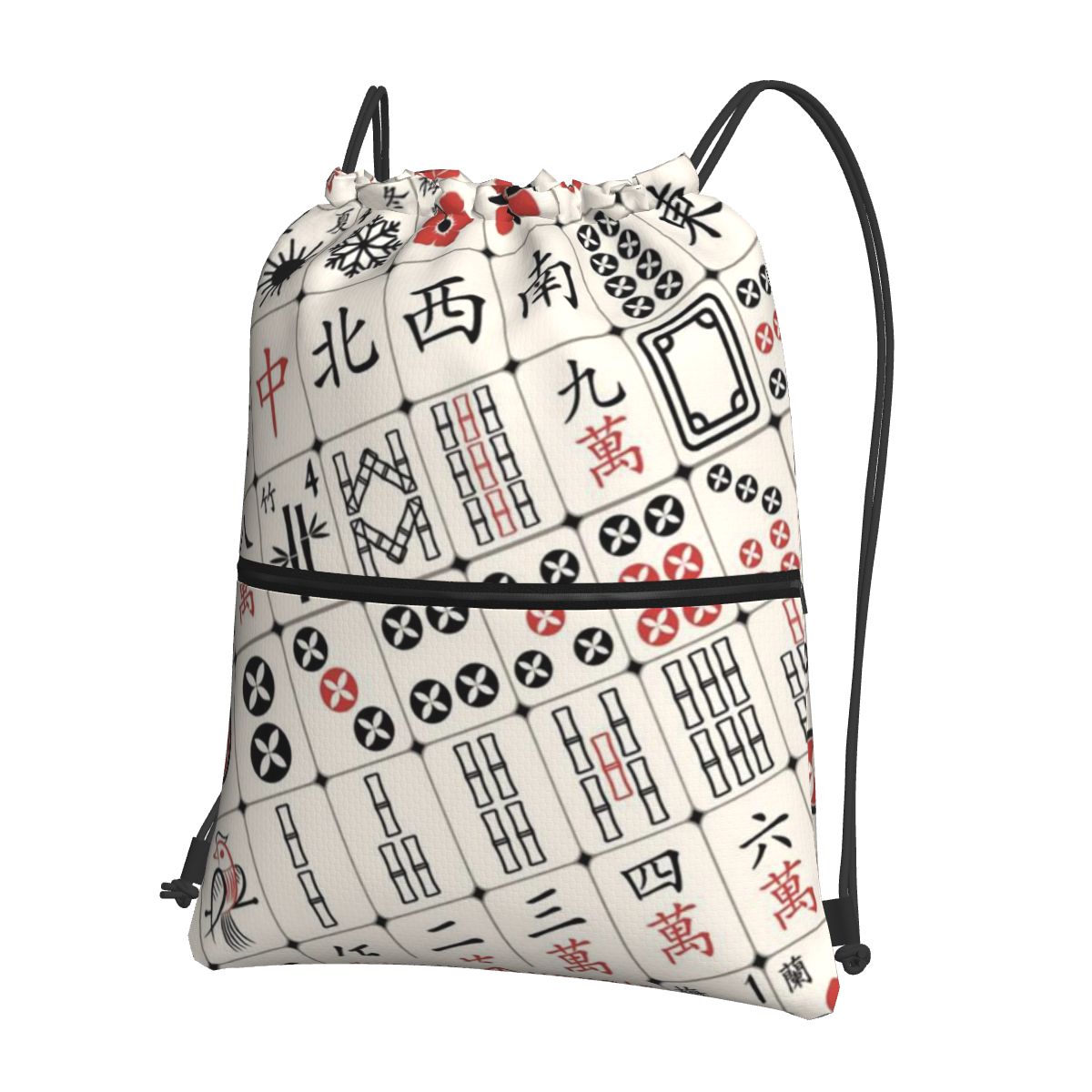 Tile Bag Drawstring - Mahjong Tile Pattern Backpacks Fashion Drawstring
