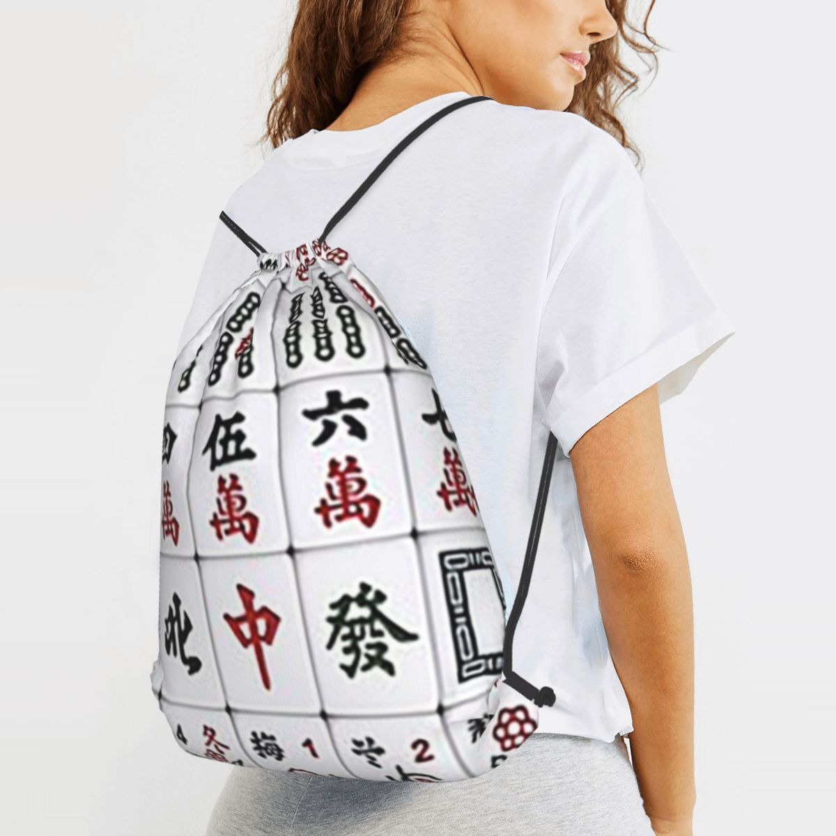 Mahjong Tile Pattern Backpacks - Tile Bag Drawstring recension och pris