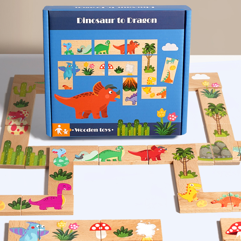 Wooden Dinosaur Domino Matchin - Board Game Monopoli recension och pris
