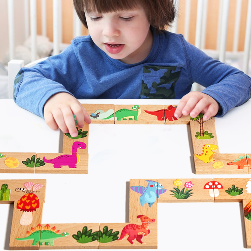 Wooden Dinosaur Domino Matchin - Board Game Monopoli recension och pris