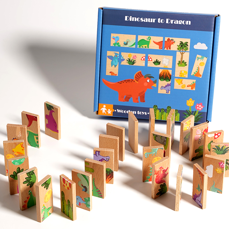 Wooden Dinosaur Domino Matchin - Board Game Monopoli recension och pris