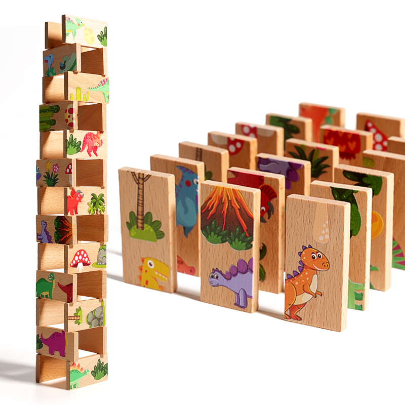 Wooden Dinosaur Domino Matchin - Board Game Monopoli recension och pris
