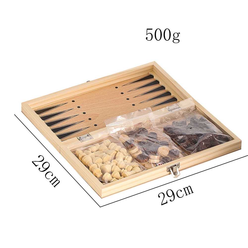 Wooden 3-in-1 Checkers Backgam - Board Game Zenith recension och pris