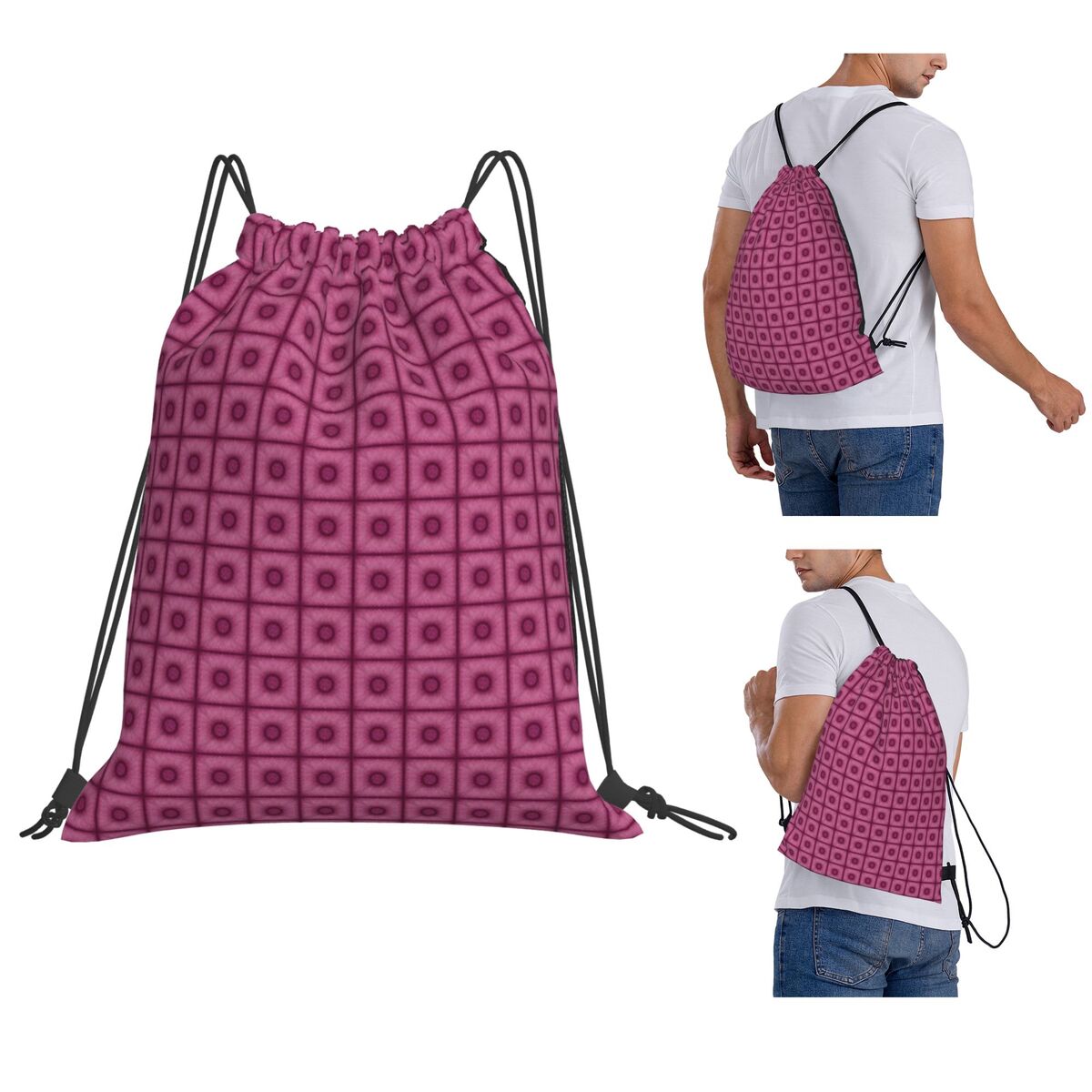 Poof Tile In Cherry Color Back - Tile Bag Drawstring recension och pris