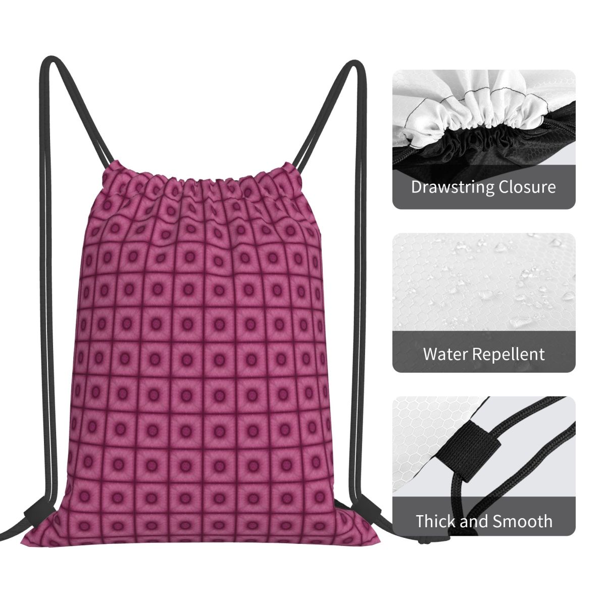 Poof Tile In Cherry Color Back - Tile Bag Drawstring recension och pris