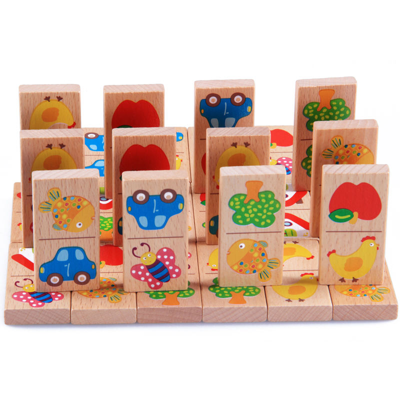 28pcs Baby Wooden Domino Block - Board Game Monopoli recension och pris