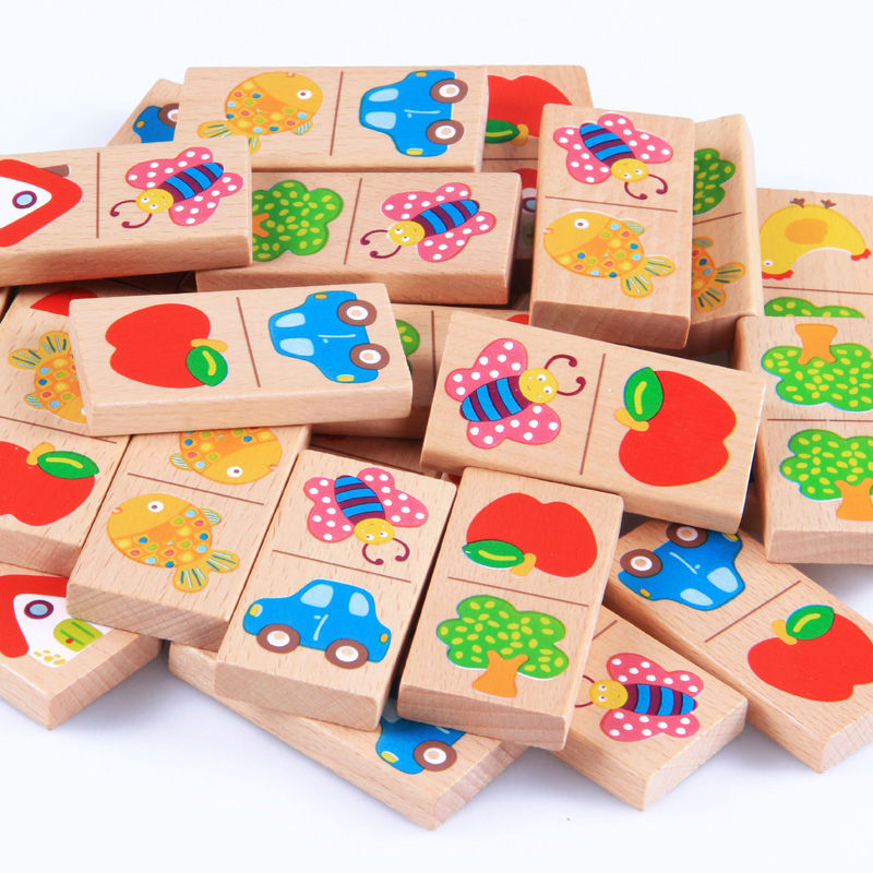 28pcs Baby Wooden Domino Block - Board Game Monopoli recension och pris