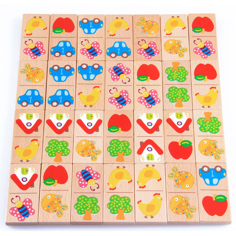28pcs Baby Wooden Domino Block - Board Game Monopoli recension och pris