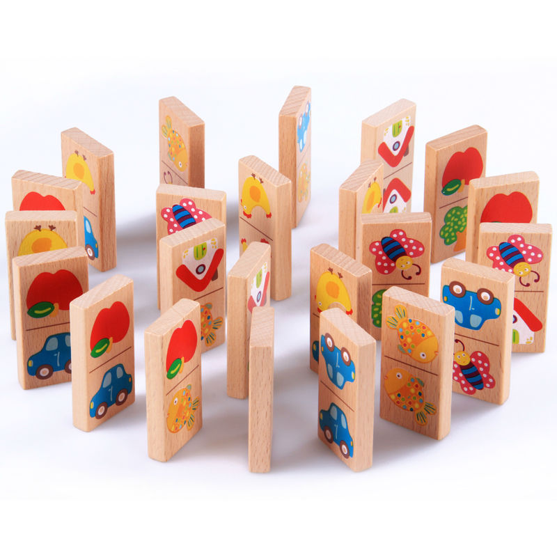 28pcs Baby Wooden Domino Block - Board Game Monopoli recension och pris