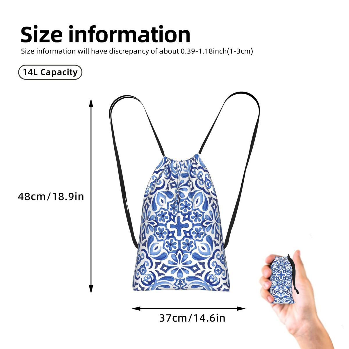 Mediterranean Mosaic Tiles Azu - Tile Bag Drawstring recension och pris