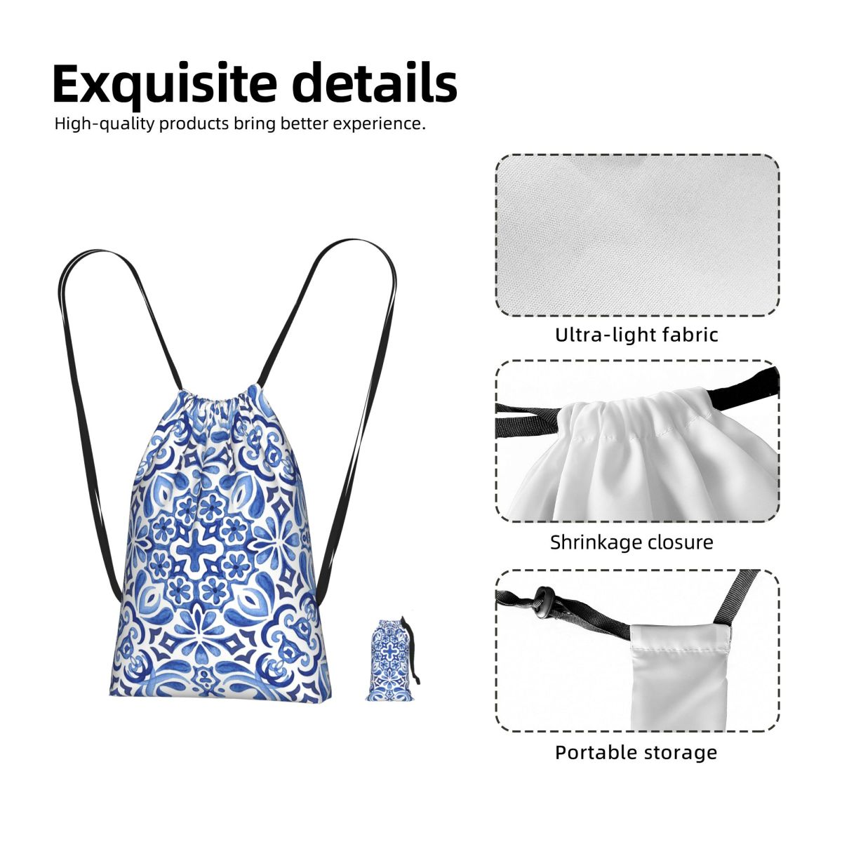 Mediterranean Mosaic Tiles Azu - Tile Bag Drawstring recension och pris