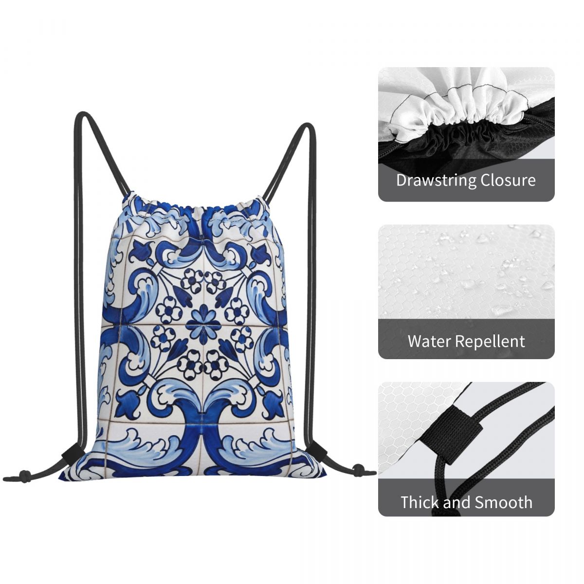 Antique Classic Lisbon Blue Az - Tile Bag Drawstring recension och pris