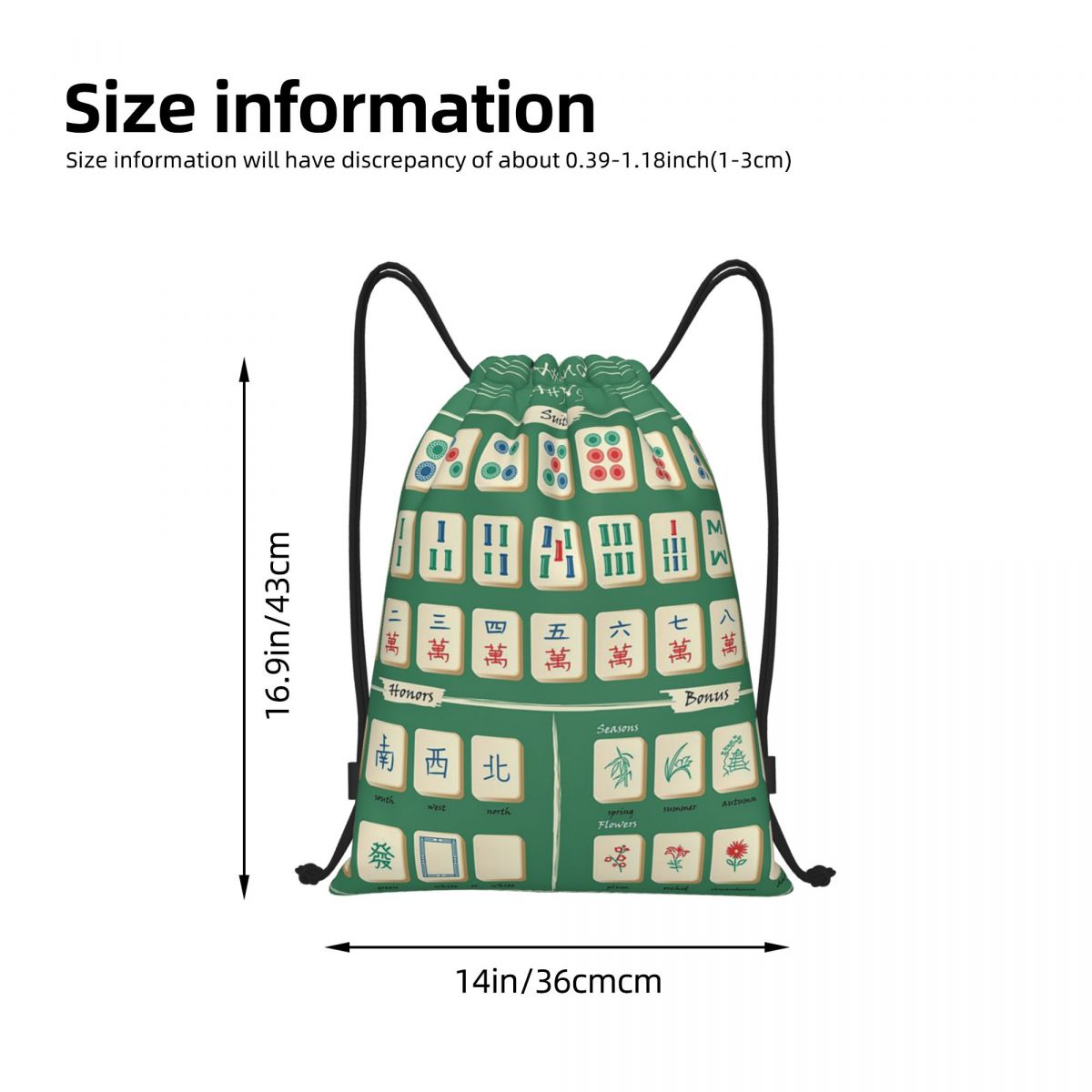 Mahjong Tile Pattern Backpacks - Tile Bag Drawstring recension och pris