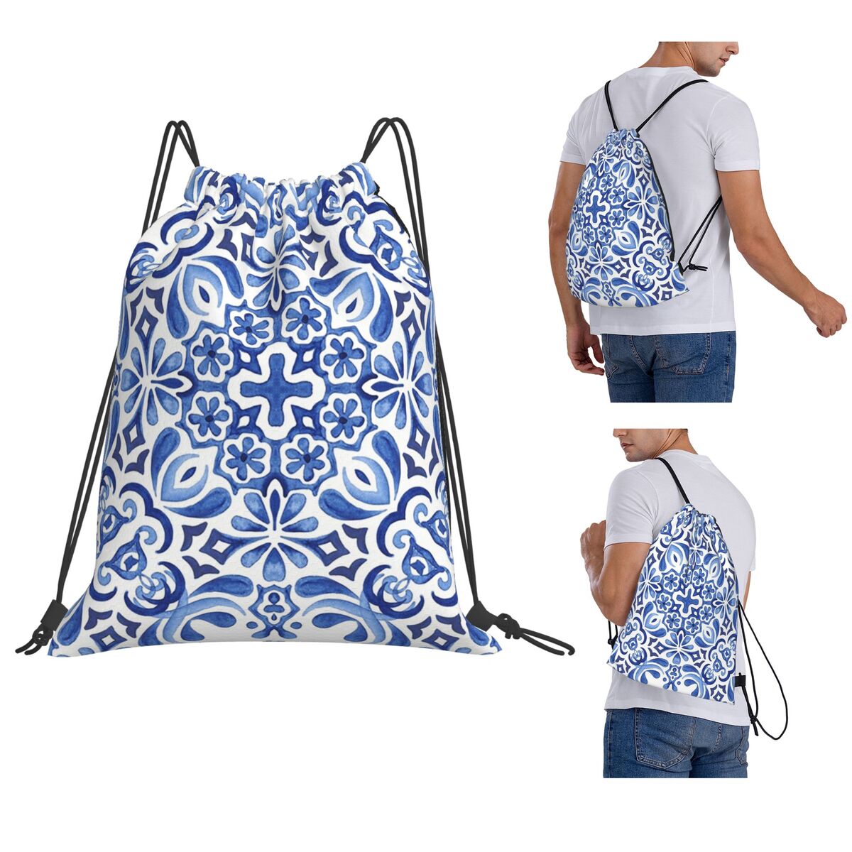 Mediterranean Mosaic Tiles Azu - Tile Bag Drawstring recension och pris