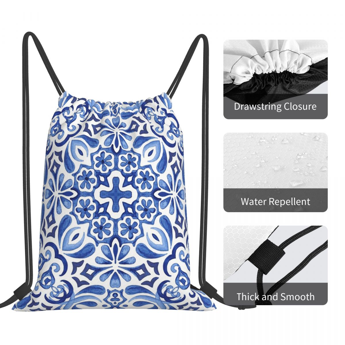 Mediterranean Mosaic Tiles Azu - Tile Bag Drawstring recension och pris