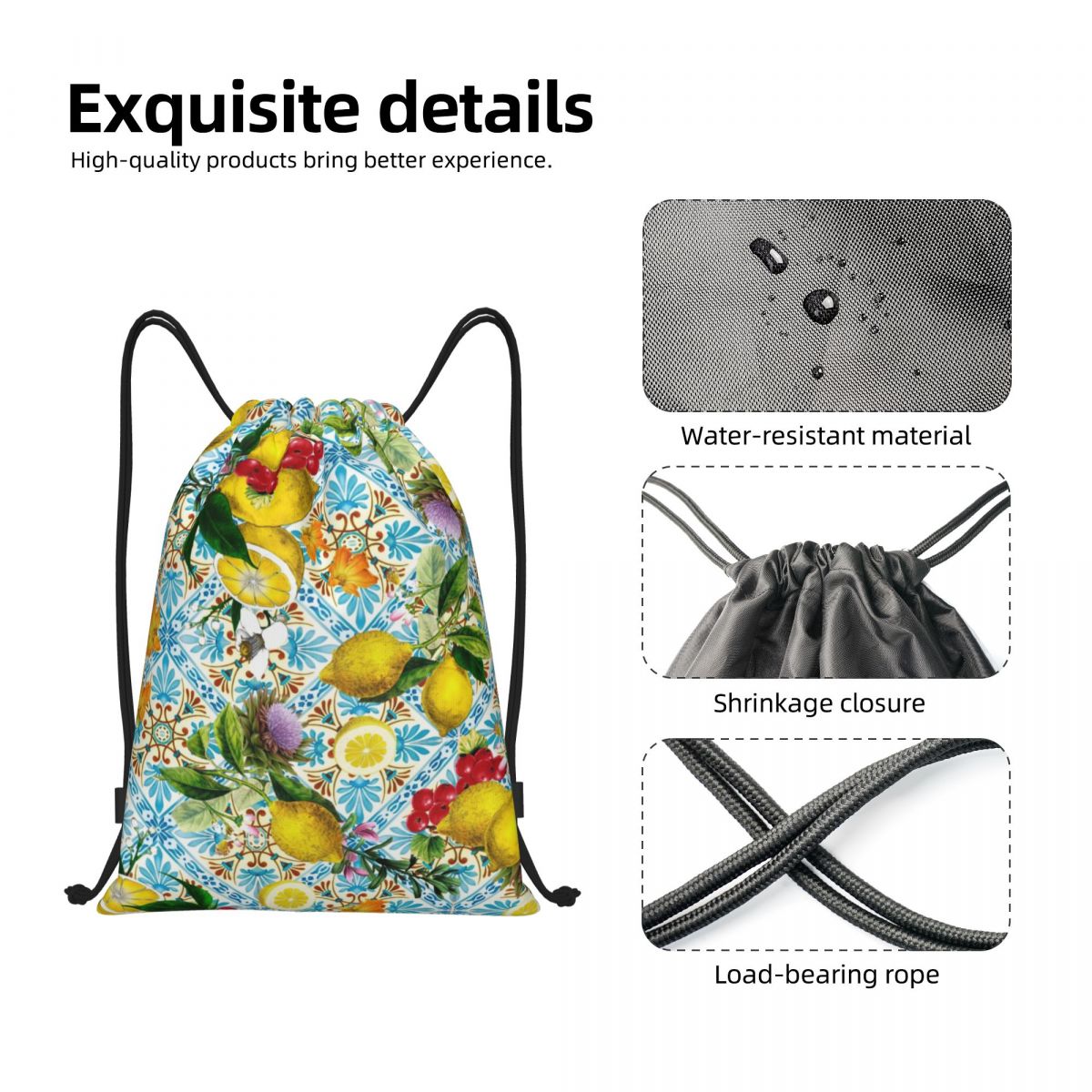 Sicilian Lemons And Romantic T - Tile Bag Drawstring recension och pris